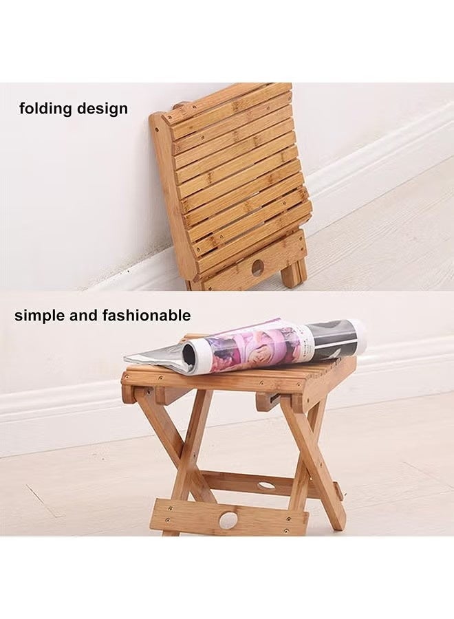Unewshi Solid Wood Folding Stool – Portable, Waterproof, Compact Design for Home & Outdoor Use – Ideal for Spa, Sauna, Camping, and Fishing – Rounded Corners for Safety - Image 4